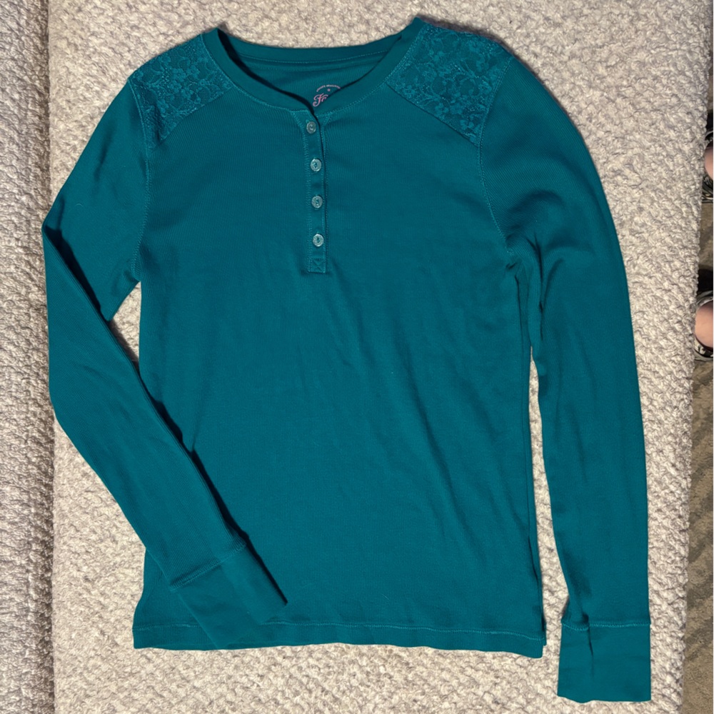 Faded Glory Teal Henley Shirt